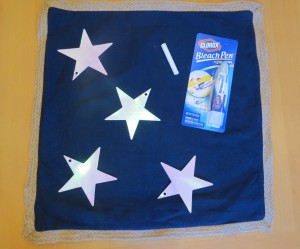 easy fourth of July 4th of July DIY bleach pen stars pillow